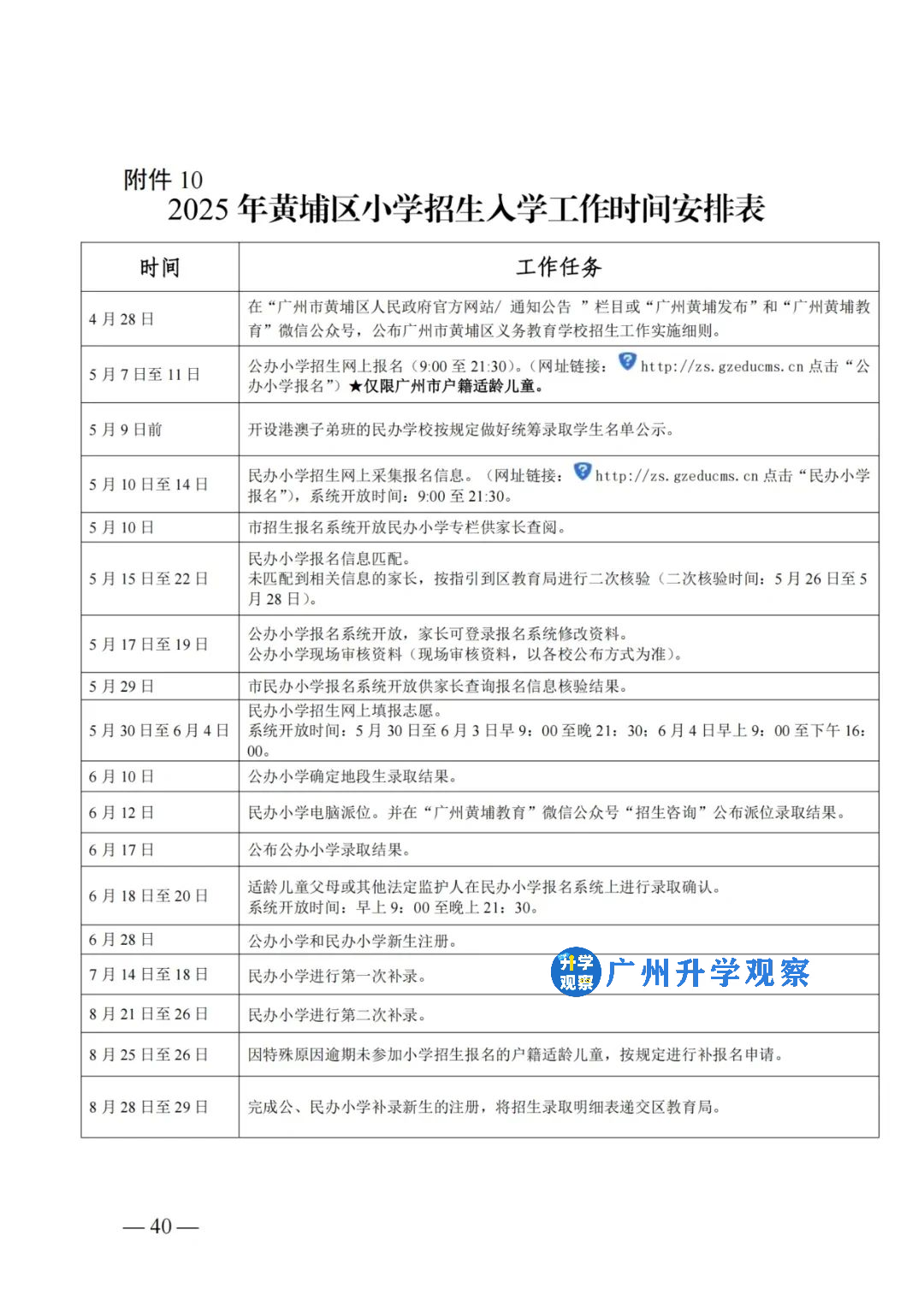 广州黄埔区幼升小招生日程