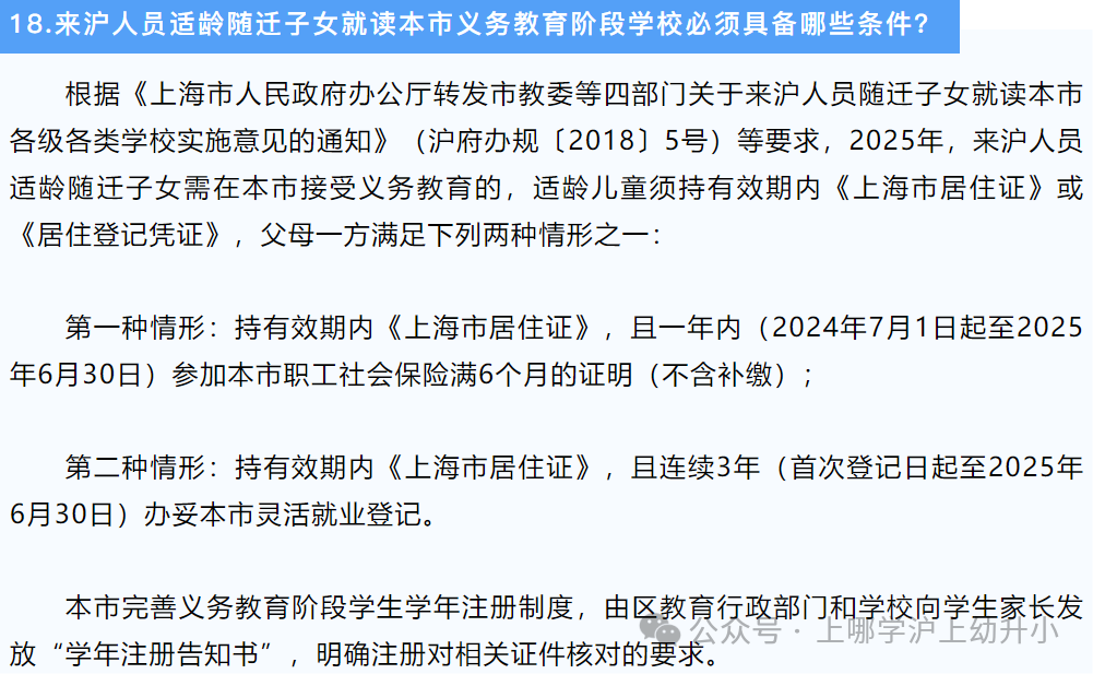 2025年16区非沪籍入学必须满足的条件