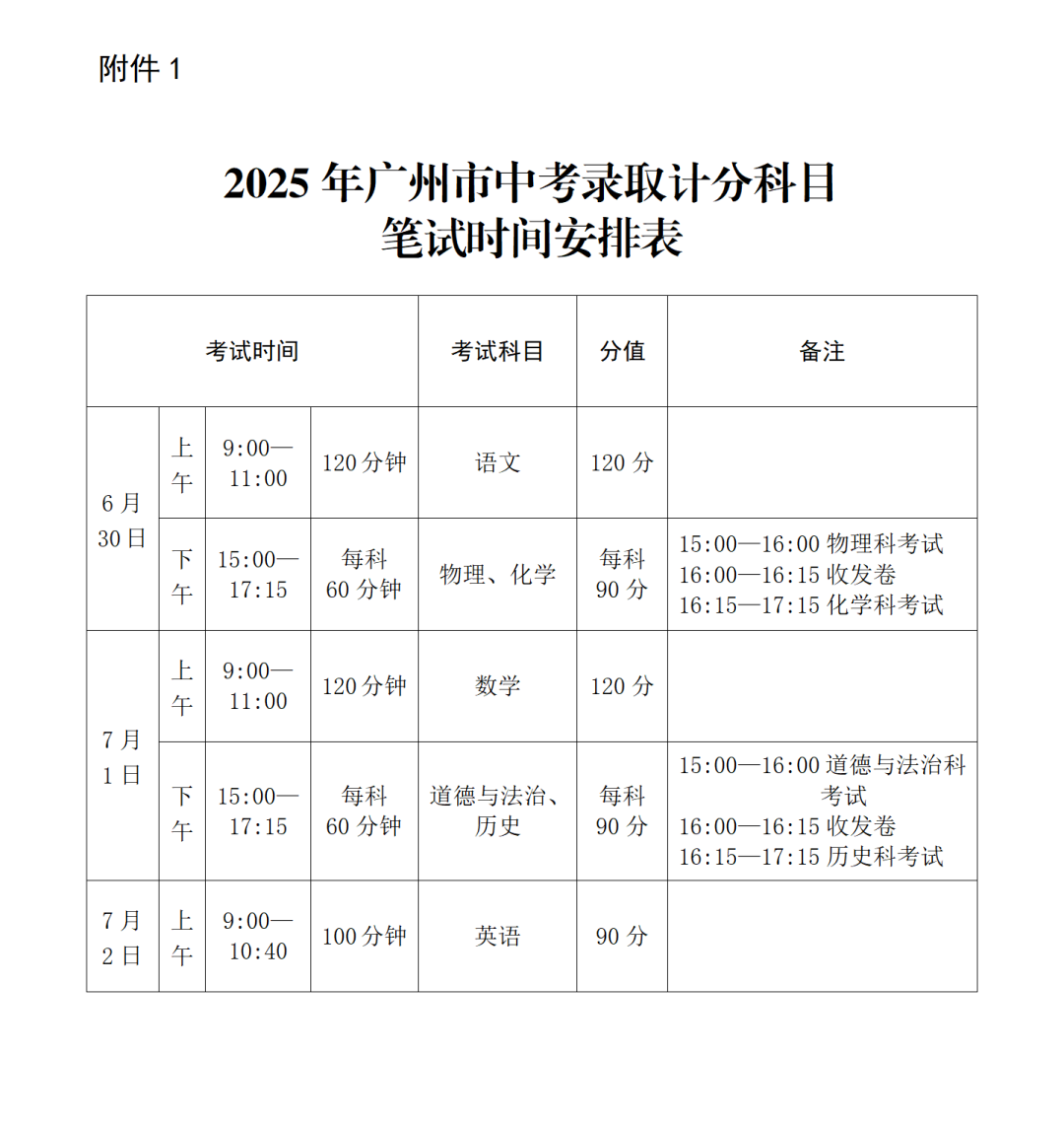 中考 | 2025年广州市中考考前温馨提示